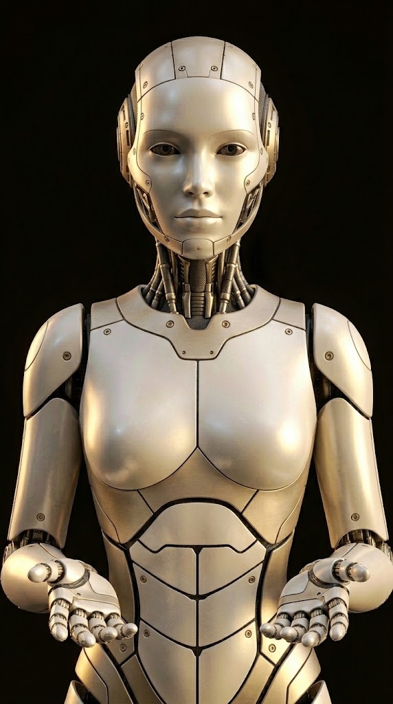 Roboter blickt freundlich in die Kamera